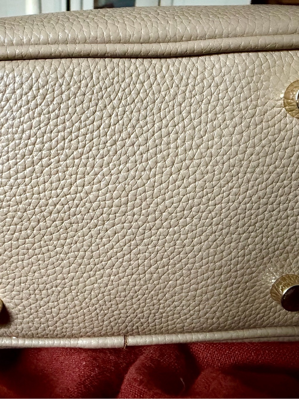 Structured Taupe Satchel with Gold Turnlock - Picture 3 of 4